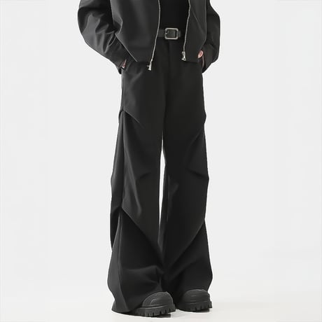 drape curved wide slacks /2color　VM1102