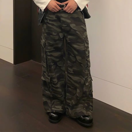wide straight camo cargo pants　VG1059