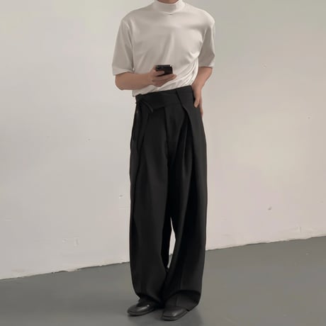 tie-belt wrap wide slacks /2color　VG1154