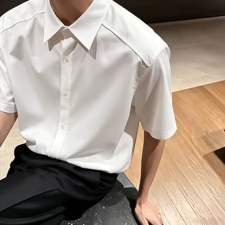 minimal hem-ribbed short sleeve shirt /3color　VM1156