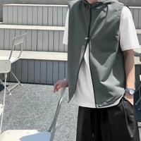minimal hooded nylon vest /2color　VG1152