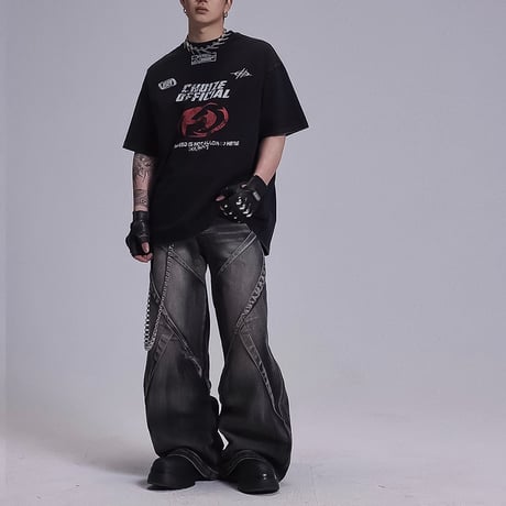 wide piping star  T-shirt　VM1030
