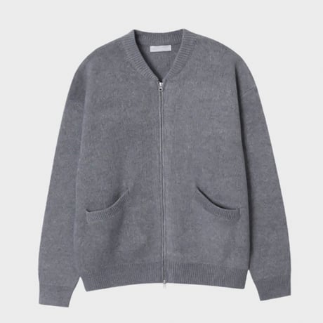 daily round neck knit zip-up /5color　VG1144