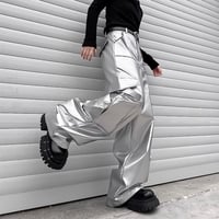 metallic wide cargo pants　VM1142