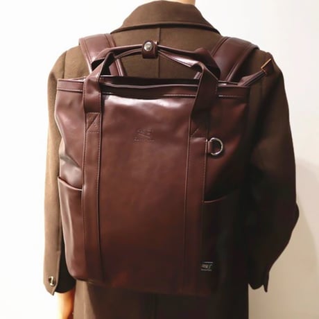 minimal square leather backpack /4color　VG1197