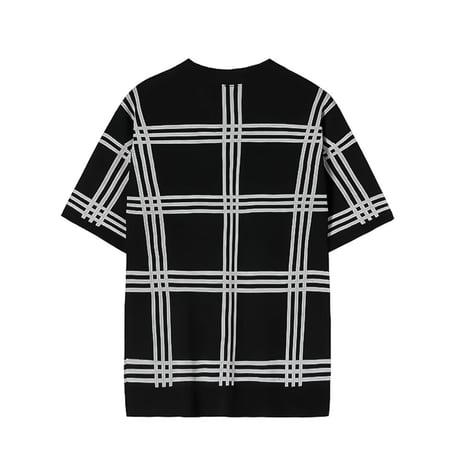 monochrome windowpane knit cardigan /2color　VG1310
