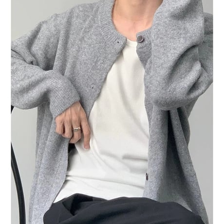 minimal relaxed crew cardigan /2color　VM1042