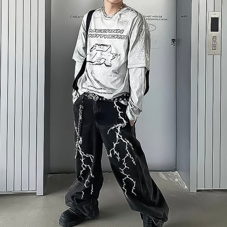 graphic washed long sleeve tee /2color　VM1024