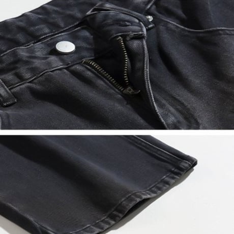 vintage black wide denim pants　VG1057
