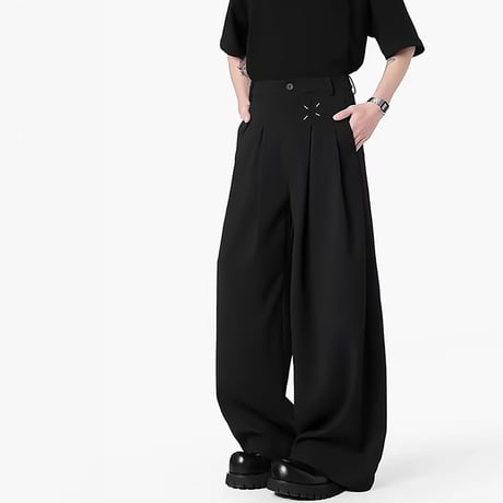 x-detail wide pleat slacks /2color　VM1115