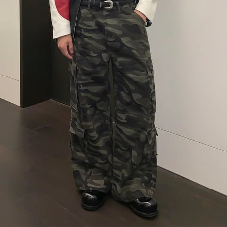 wide straight camo cargo pants　VG1059