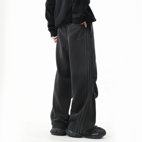 faded line side dart wide pants　VM1060