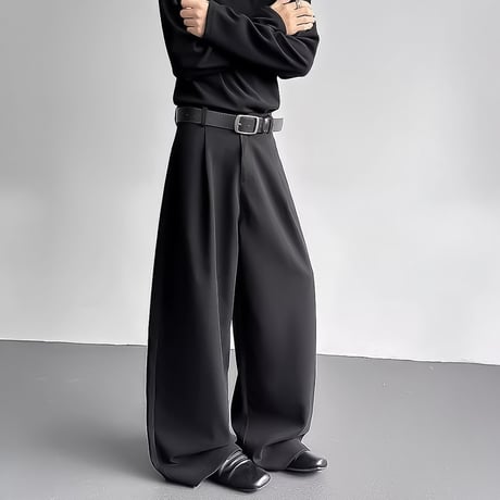 minimal wide straight slacks /2color　VM1147