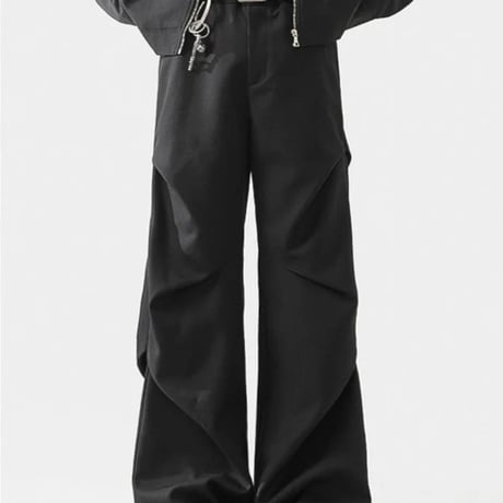 drape curved wide slacks /2color　VM1102