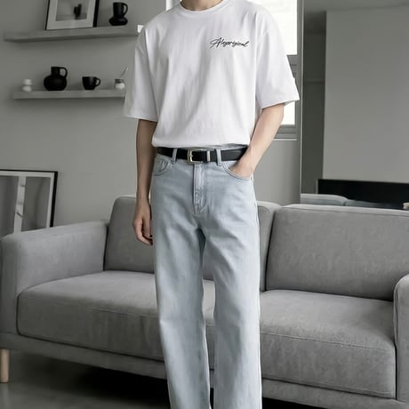 script graphic oversized tee /2color　VM1114