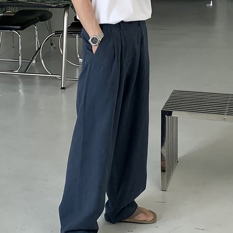 linen like wide straight slacks VG1286