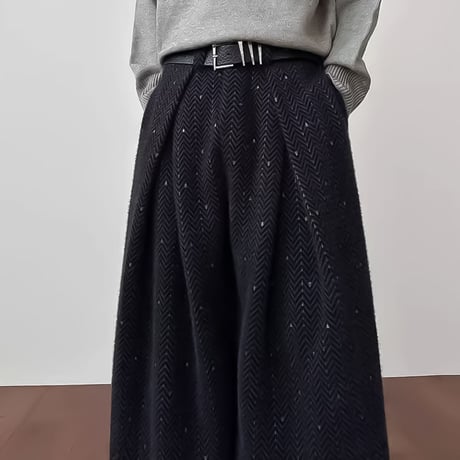 herringbone pattern wide slacks　VM1144