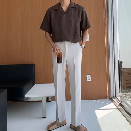 minimal straight center press slacks /2color　VG1316