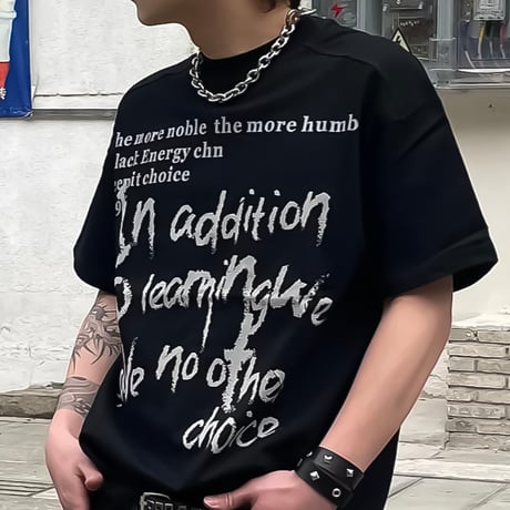 grunge lettering oversized tee /2color　VM1032