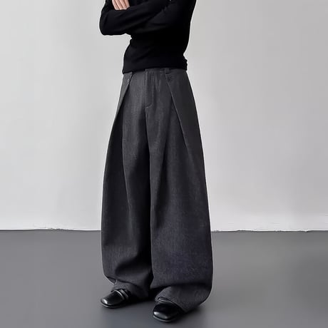 structured tucked wide pants /2color　VM1132