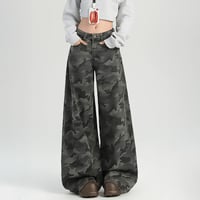 camo baggy wide denim pants /2color　VM1047