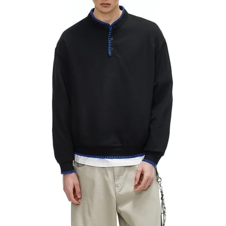 overfitted stitch henley neck tee /3color　VG1297