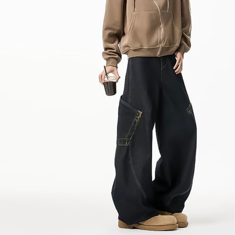 leopard cargo wide denim /2color　VM1010