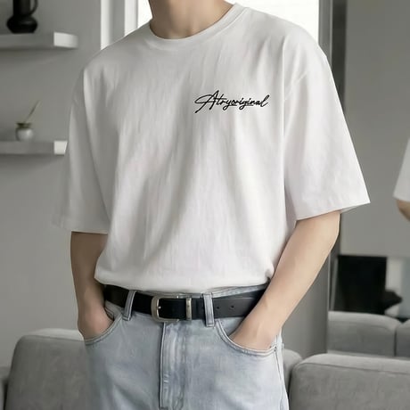 script graphic oversized tee /2color　VM1114