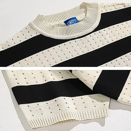 mesh border knit tee /2color　VM1172