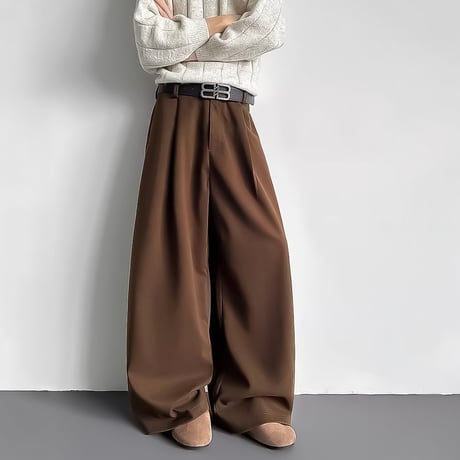 minimal wide straight slacks /2color　VM1147