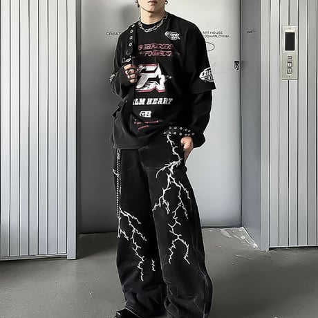 graphic washed long sleeve tee /2color　VM1024