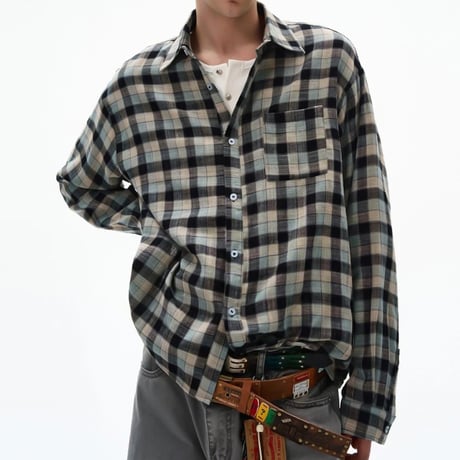 oversized check cotton shirt　VG1004