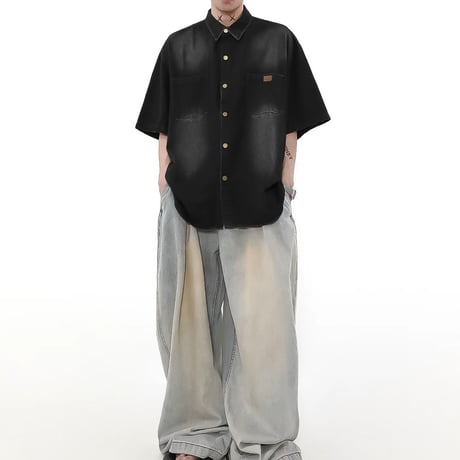 distressed wide work pants /2color　VM1026