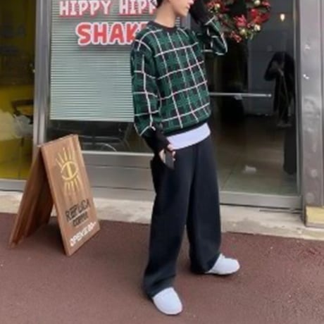 basic wide straight denim pants /2color　VG1054