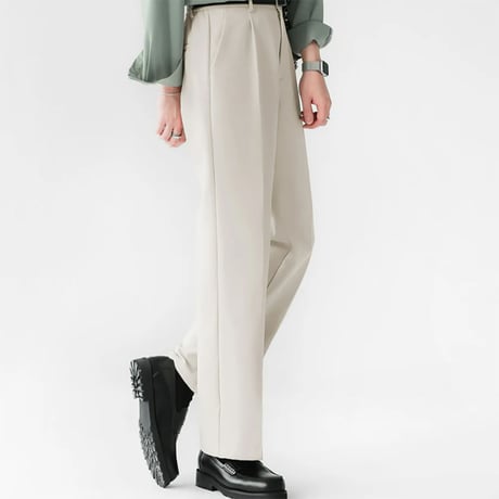 minimal tucked wide slacks /3color　VM1122