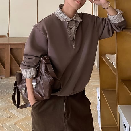 layered half zip pullover /3color　VG1294