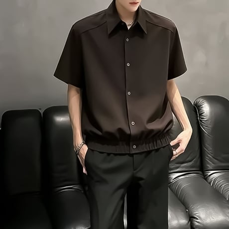 minimal hem-ribbed short sleeve shirt /3color　VM1156