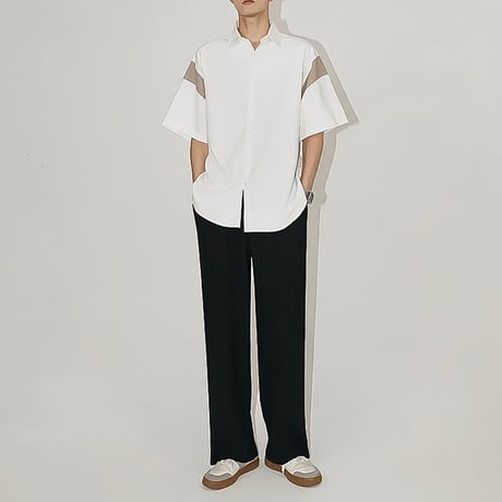 color block linen mix shirt /2color　VG1315