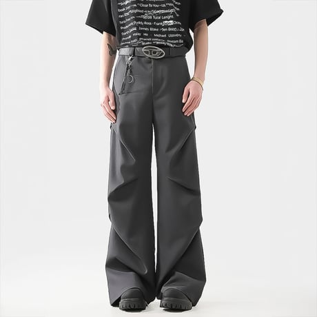 drape curved wide slacks /2color　VM1102