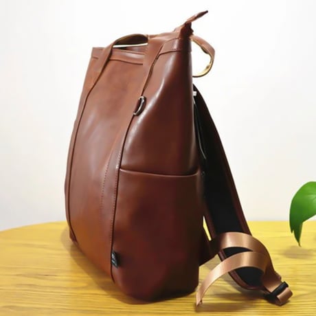 minimal square leather backpack /4color　VG1197