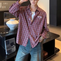 retro check loose fit shirt　VG1175