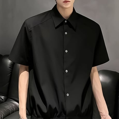 minimal hem-ribbed short sleeve shirt /3color　VM1156