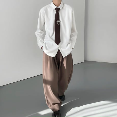 tuck wide straight slacks /2color　VG1066