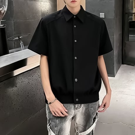 minimal hem-ribbed short sleeve shirt /3color　VM1156