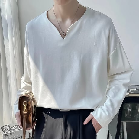 minimal oversized v-neck cutsew /2color　VG1338