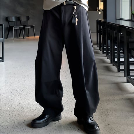 overfit curved wide slacks /4color　VG1120
