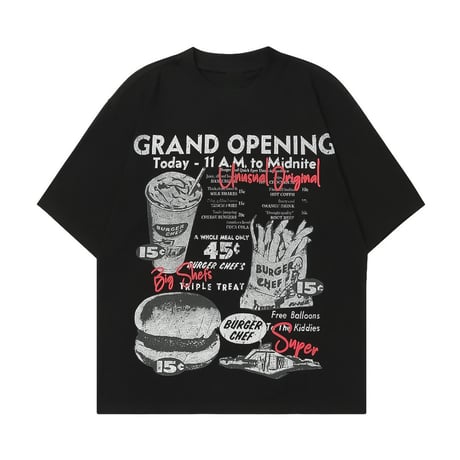 vintage burger oversized graphic tee /2color　VG1337