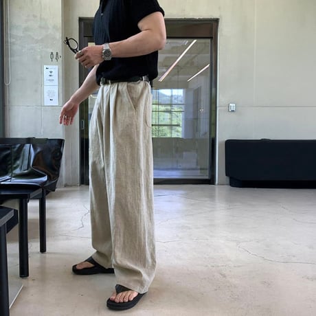 linen like wide straight slacks VG1286