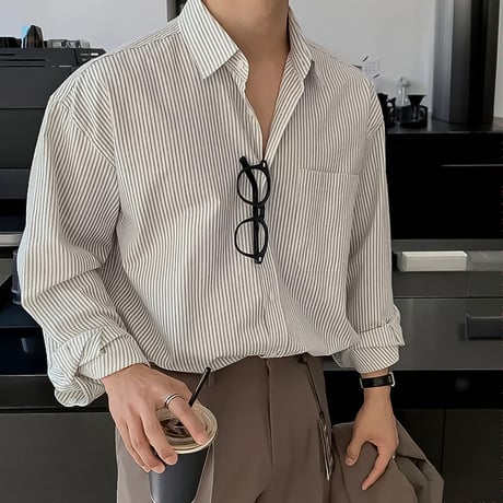 oversized cotton stripe shirt　VG1333