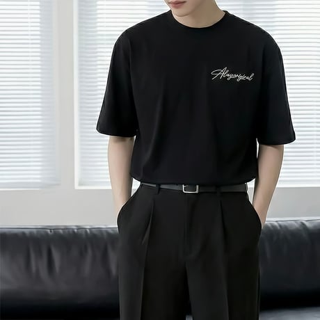 script graphic oversized tee /2color　VM1114